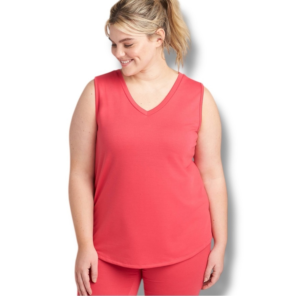 NWT LANE BRYANT LIVI Bar Back V-Neck Tank - 10/12 Azalea Pink